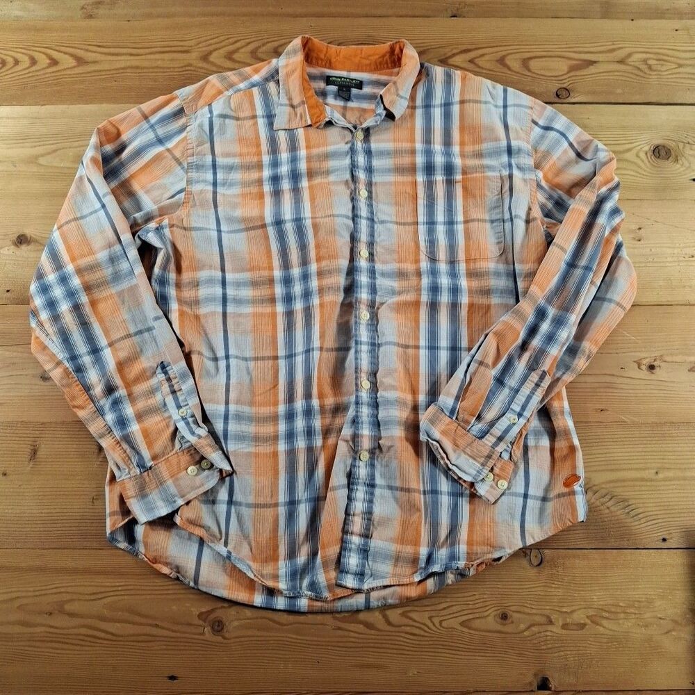 John Bartlett Consensus Button Up Shirt Orange Plaid Mens Xl